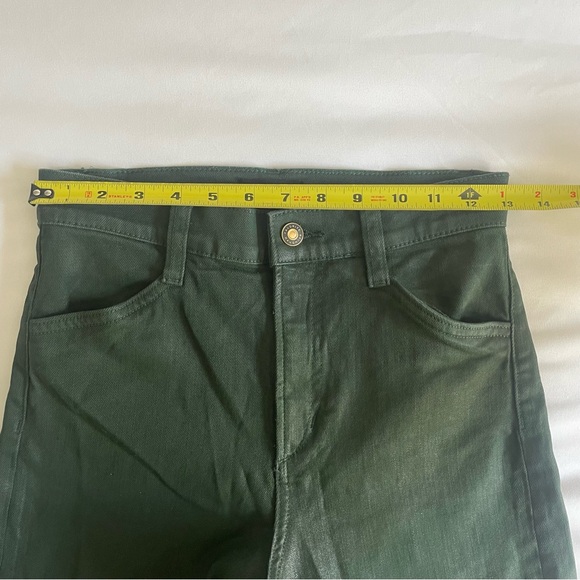 Favorite Daughter "The Mischa" Belize Green Shiny Coated Sheen Wide Leg Pant - Picture 15 of 17